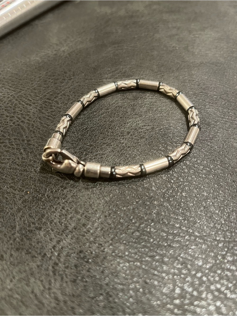 Tiffany & Co 925 Silver Aztec Hematite Zig Zag Bracelet